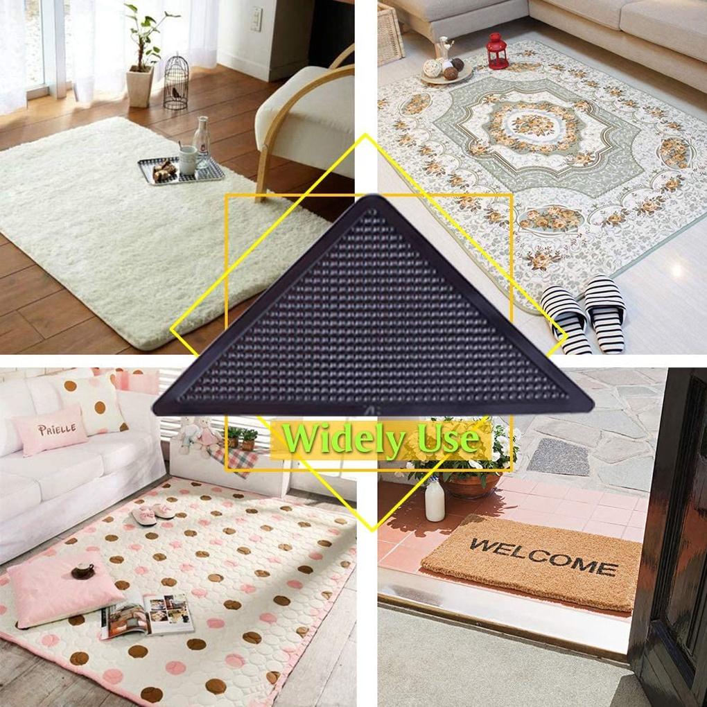 8Pcs Area Rug Gripper Pad Non Slip Anti Curling Carpet Mat Tape Self- Adhesive Reusable Wood Floor Stickers ELEN