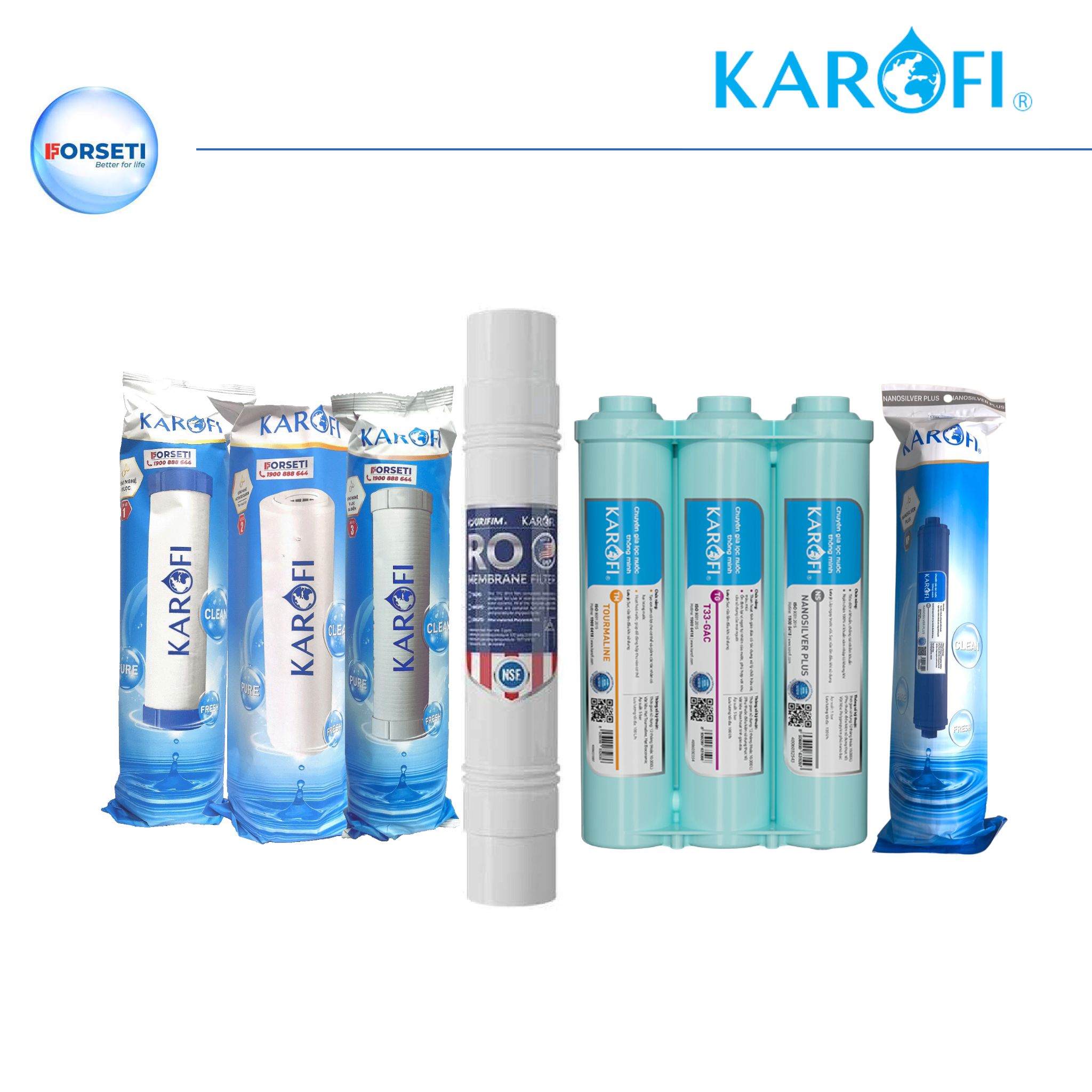 Bộ lõi lọc nước Karofi thay thế cho máy lọc nước Karofi KAD-D66 - Hàng chính hãng