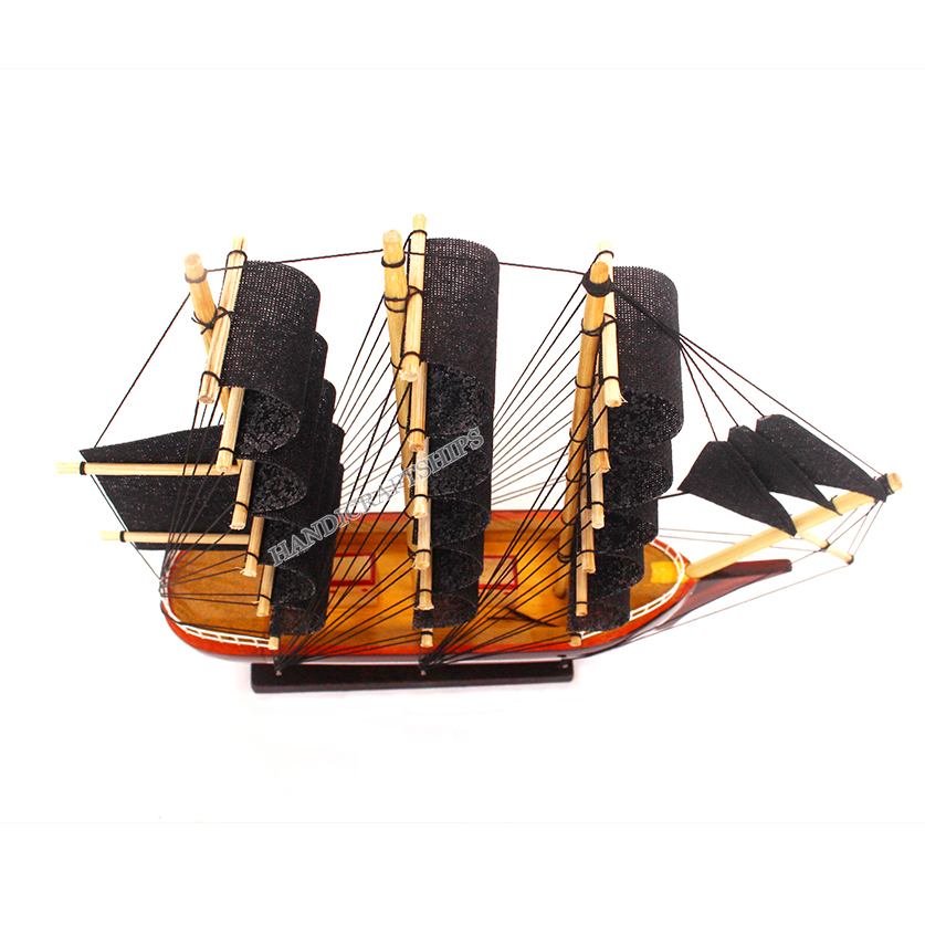 Thuyền buồm gỗ trang trí 25cm đen