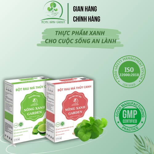 Nông Xanh Garden Combo 2 Hộp Bột Rau Má Thủy Canh Nguyên Chất + Hạt Sen Hộp 15 gói hòa tan uống liền, mát gan, đẹp da