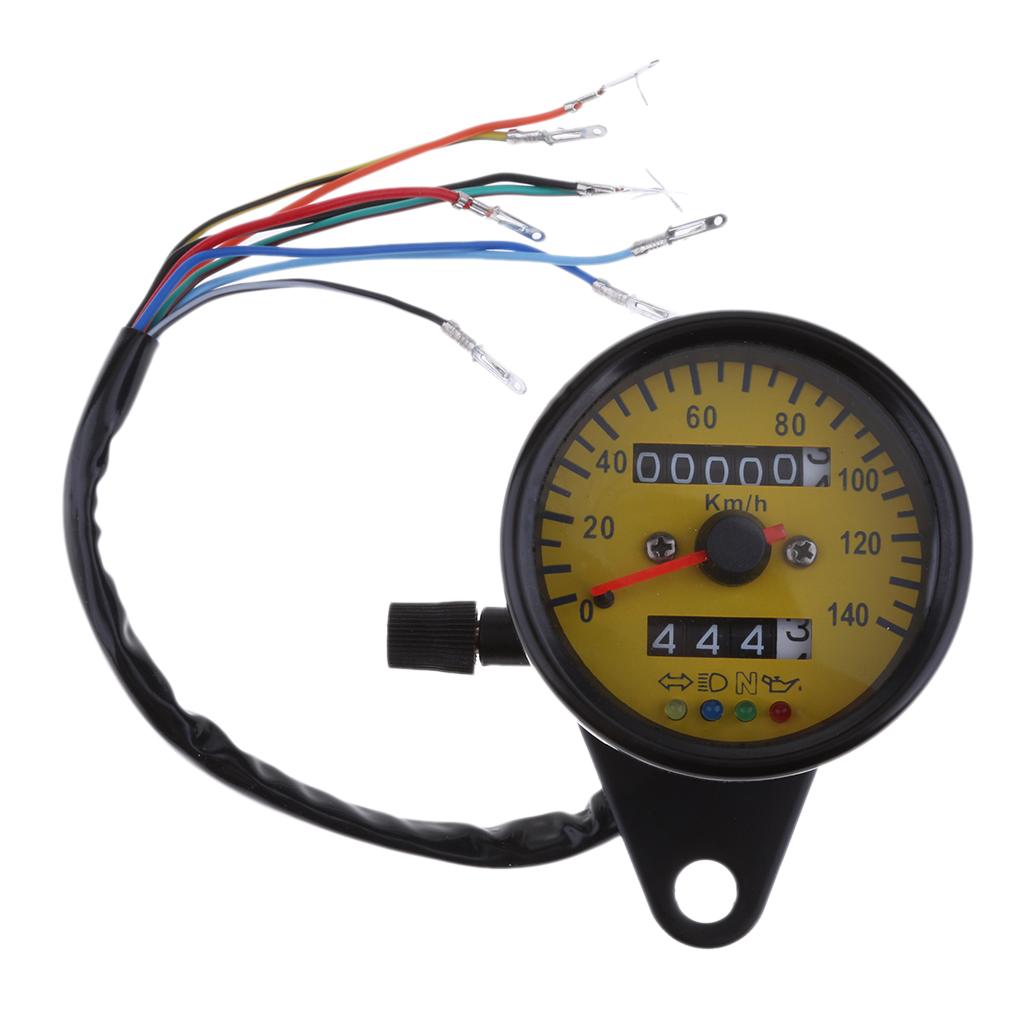 60mm Yellow Face Motorcycle LED Speedometer Odometer Gauge With Indicator