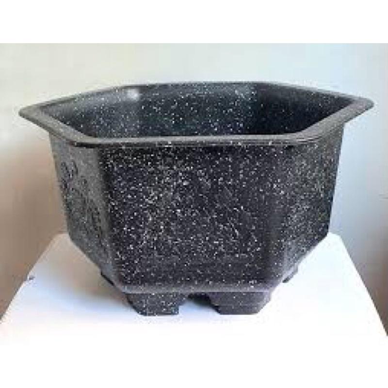 Chậu nhựa đá đen lục giác size to kích thước 34x24 cm