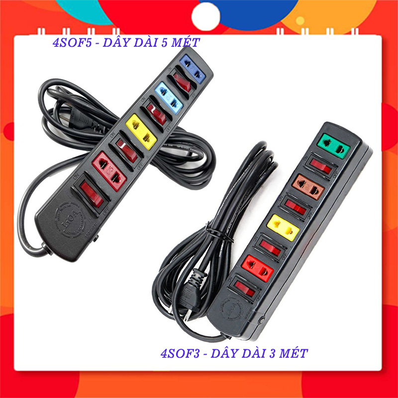 Ổ cắm 4SOF5 Lioa 4 ổ cắm 4 công tắc dây 5 mét
