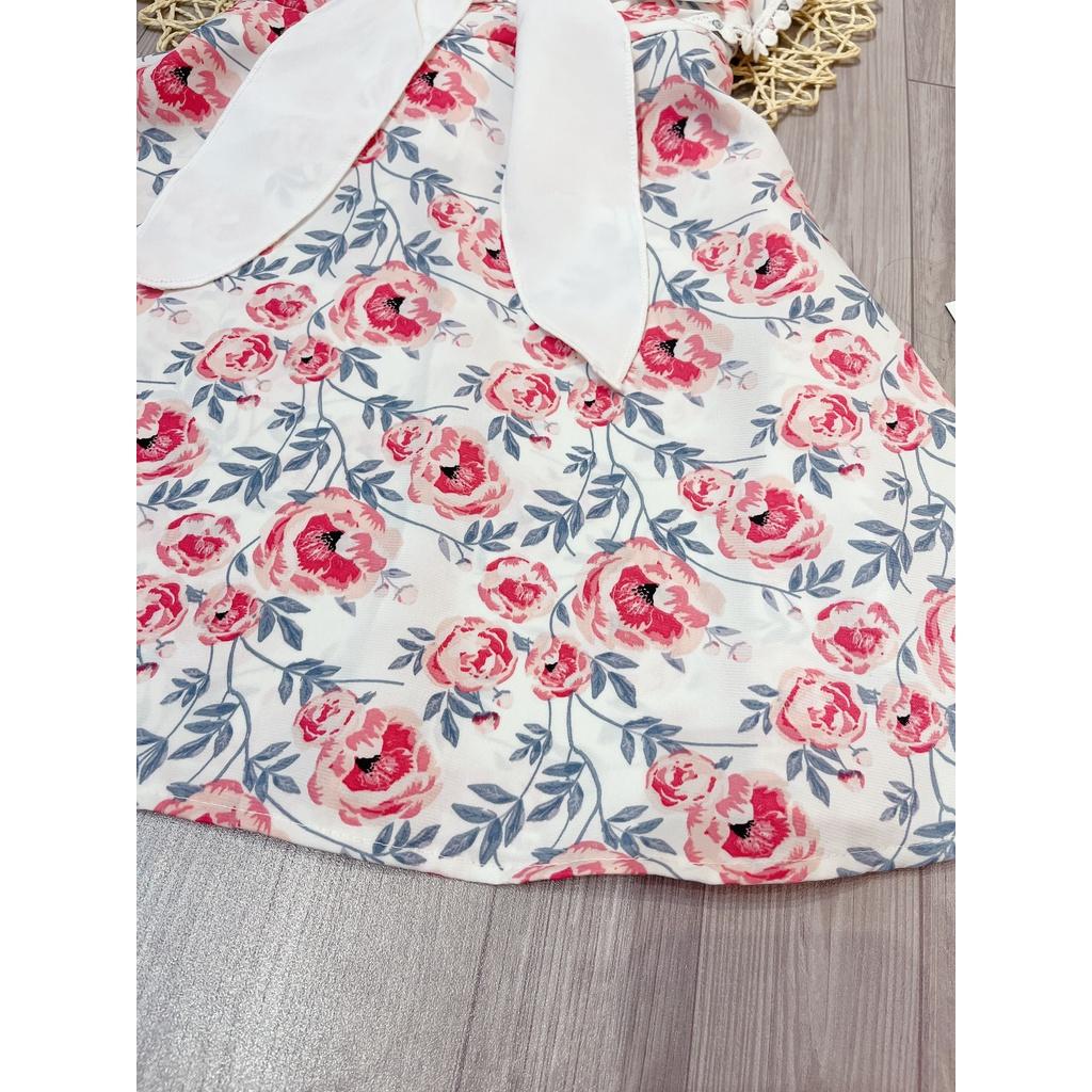 Đầm bé gái, váy bé gái hoa hồng nơ thời trang chất liệu Mango VyVy Kids Fashion