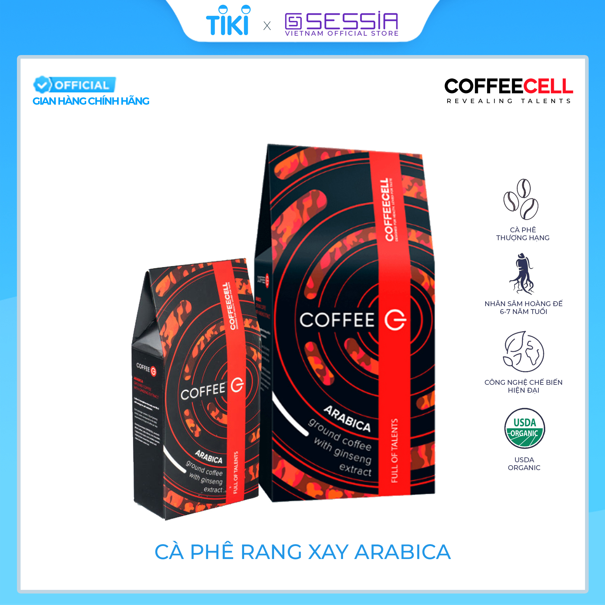 Cà Phê Rang Xay Coffee G Arabica với Nhân Sâm Hoàng Đế - COFFEECELL - Hàng Chính Hãng