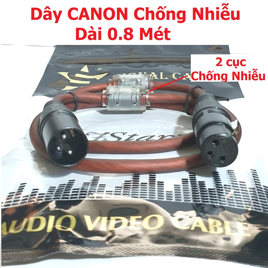 Dây Canon Đực Cái dài 0.8M 1.5M Chống Nhiễu (Dây tín hiệu 2 đầu Canon XLR)