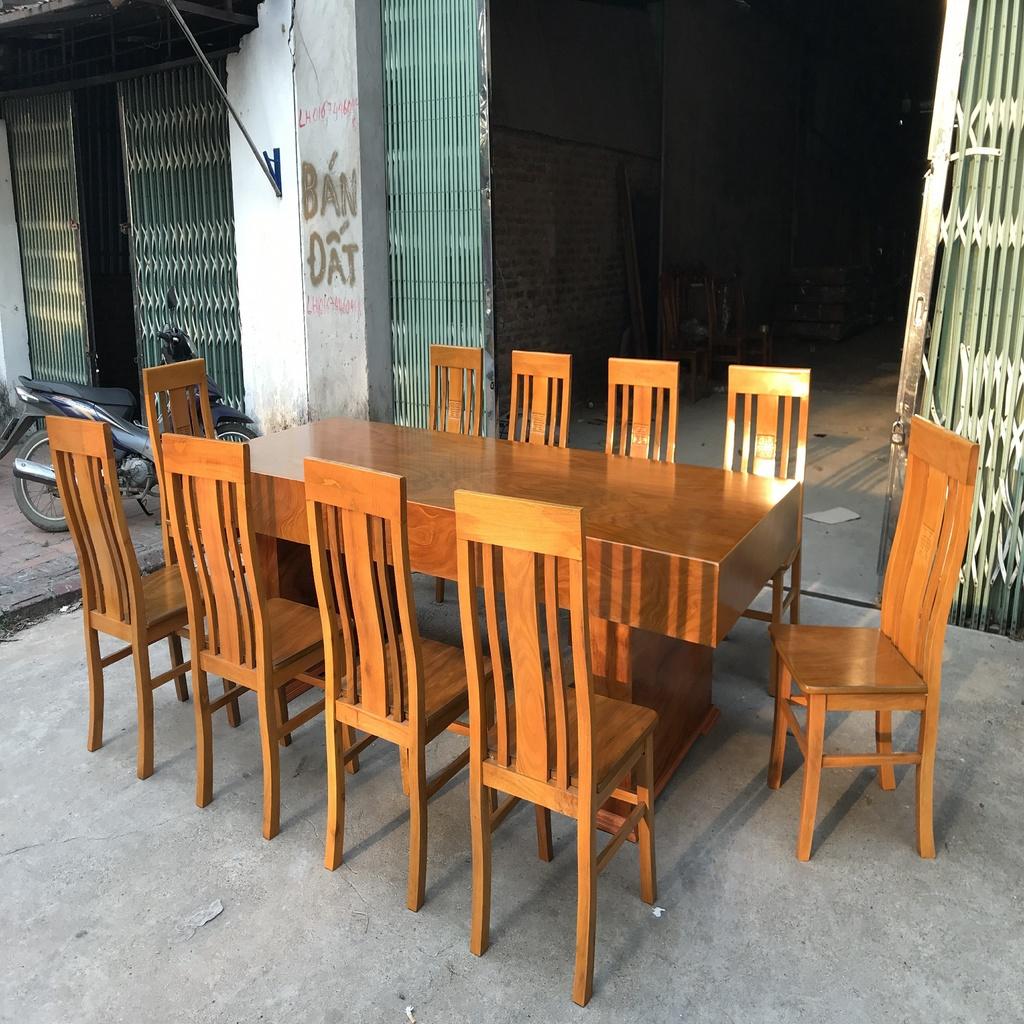 Bộ Bàn Ăn 10 Ghế Thọ Cân Gỗ Cẩm Vàng