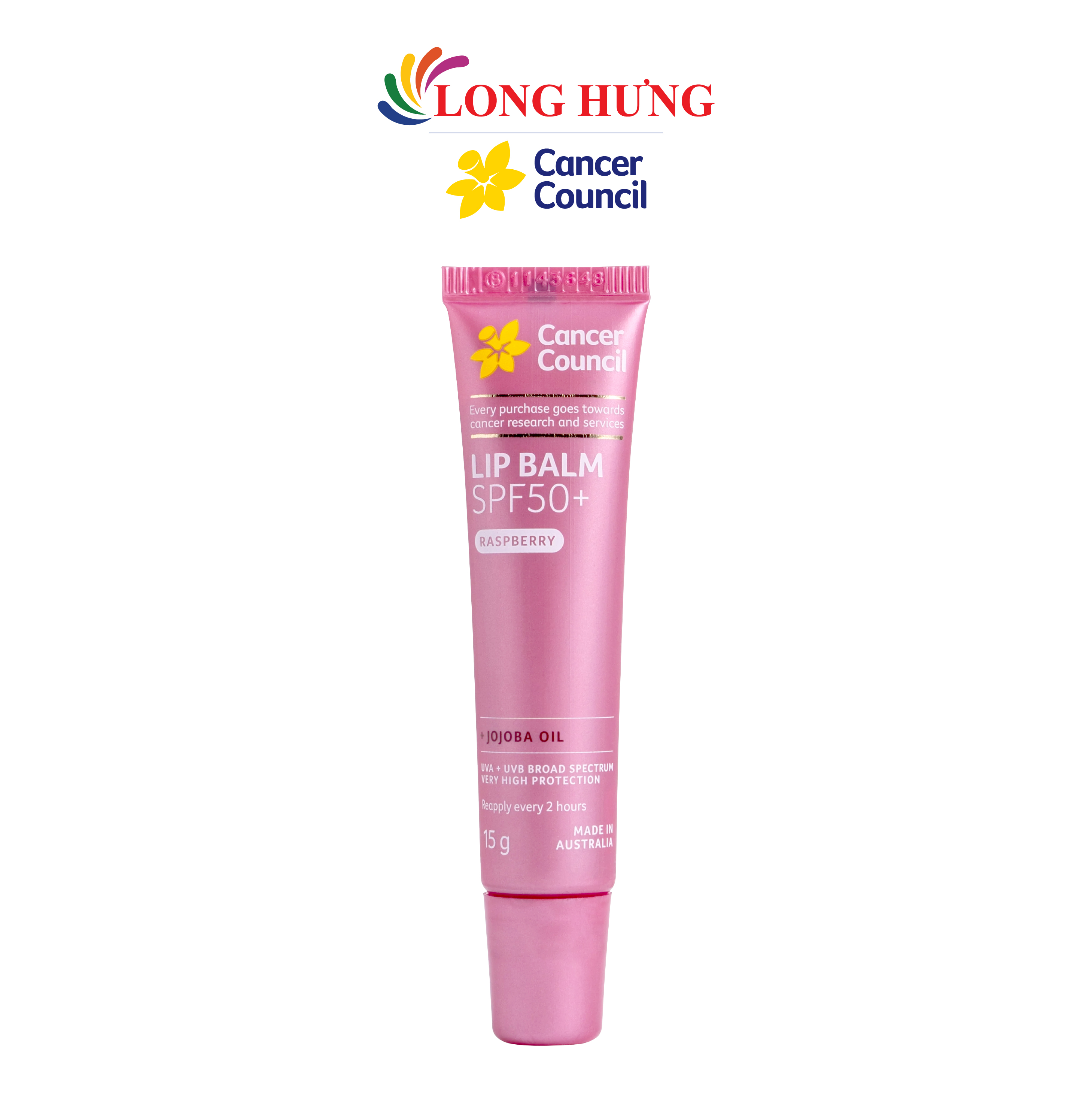 Son dưỡng môi chống nắng Cancer Council Raspberry Lip Balm SPF50+ (15g) - Hàng chính hãng