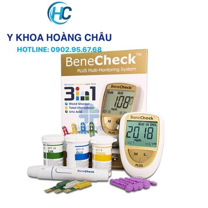 Bộ Máy Đo Đường Huyết 3 Trong 1 Benecheck Plus - Máy Đo Đường Huyết, Mỡ Máu, Axit Uric Trong Máu