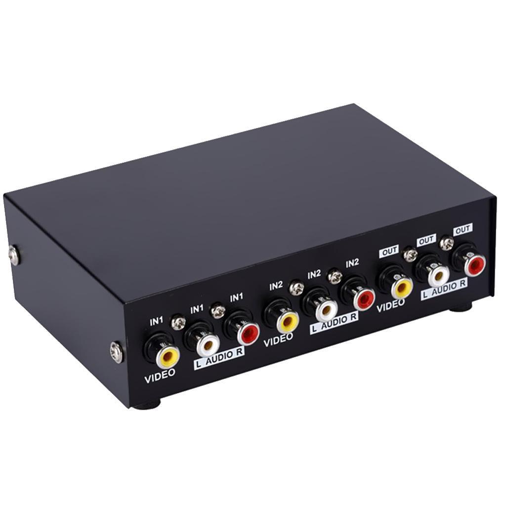 2 in 1 Out 2 Way Composite AV Switcher 3 RCA Video L/R Audio Switch Box