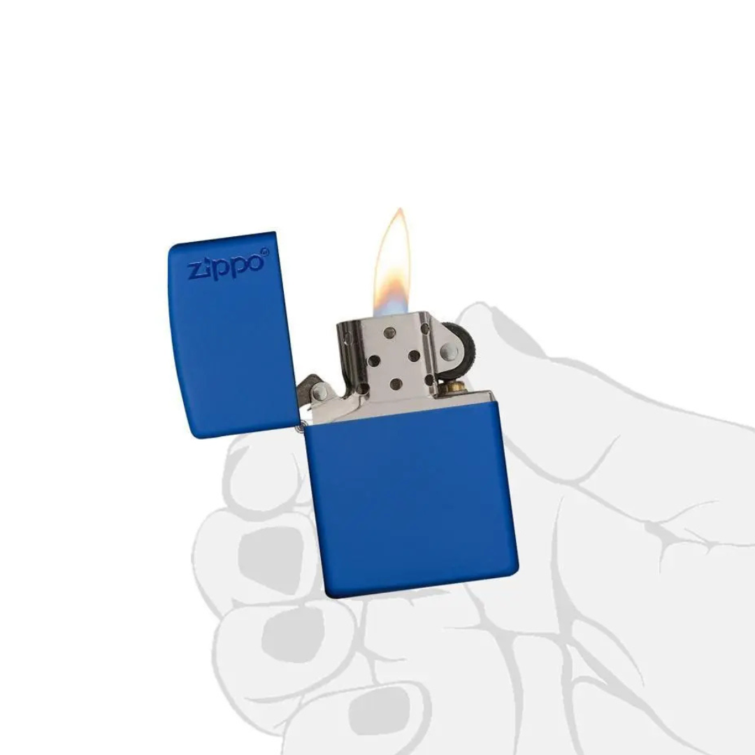 Bật Lửa Zippo Classic Royal Blue Matte Logo - Vỏ Đồng Thau Sơn Tĩnh Điện Xanh Dương Chống Vân Tay - Mã 229ZL (Chính Hãng Mỹ)