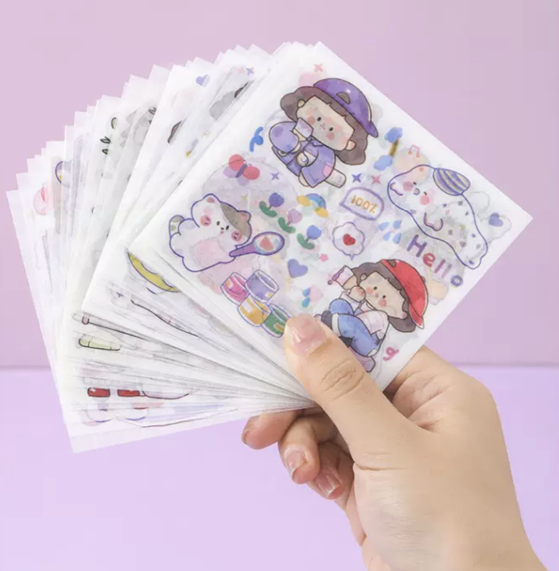 Sticker Set Băng Keo Giấy Họa Tiết Dễ Thương Dùng Trang Trí Sổ Tay
