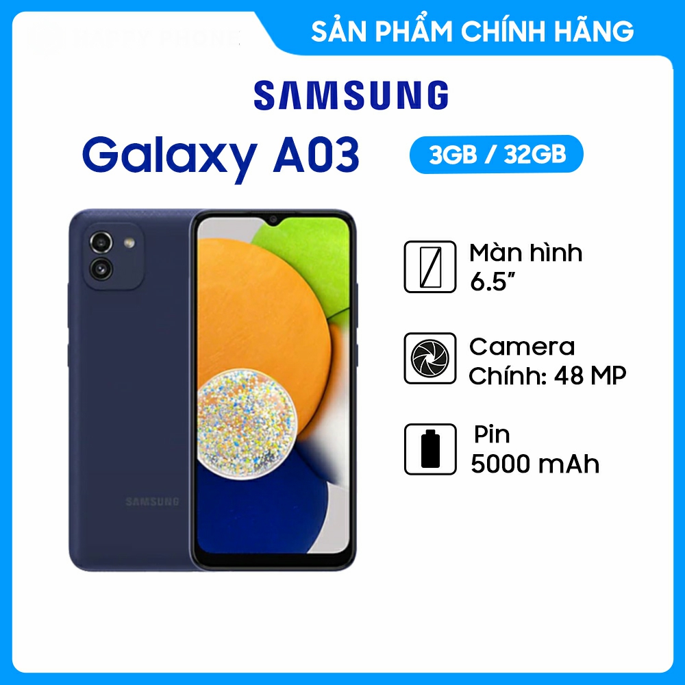 Điện thoại Samsung Galaxy A03 (3GB/32GB) - Hàng Chính Hãng, Mới 100%, Nguyên Seal | Bảo hành 12 tháng QZ2