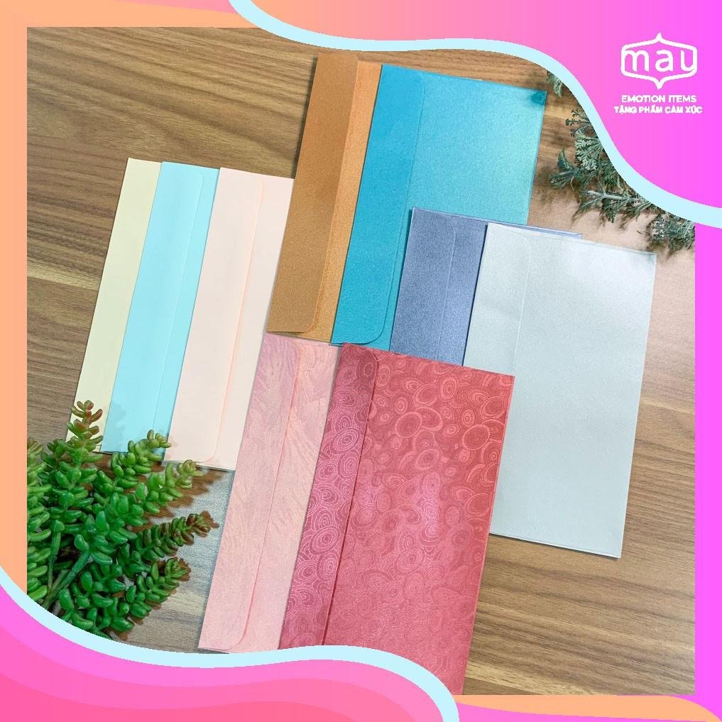 Phong bì phong thư 11*19cm giấy mỹ thuật nhiều màu miệng dán keo
