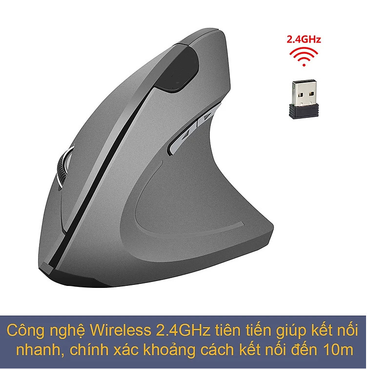 Chuột không dây kiểu đứng sạc pin T22 wireless USB 2.4GHz chống mỏi tay chuyên dùng cho pc laptop macbook ipad tivi