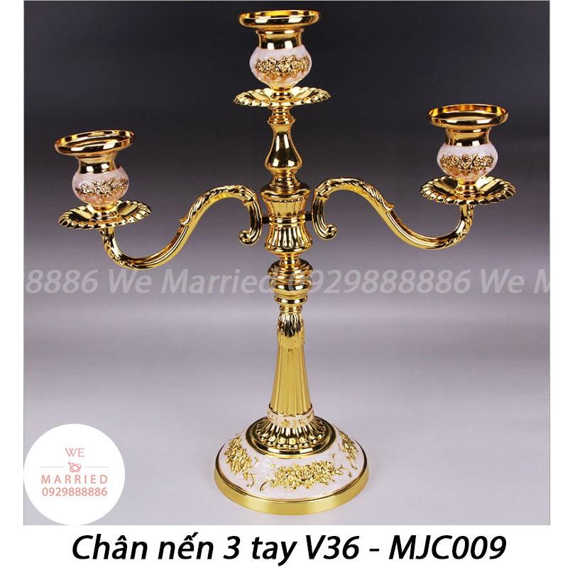 Chân Nến 3 Tay 36cm Cổ Điển