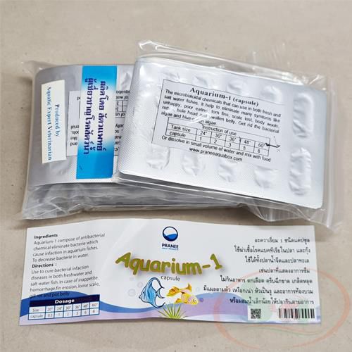 Viên Pranee Aquarium-1 xử lý cá tép chết lai rai bột kháng sinh sát khuẩn nấm cho cá tép