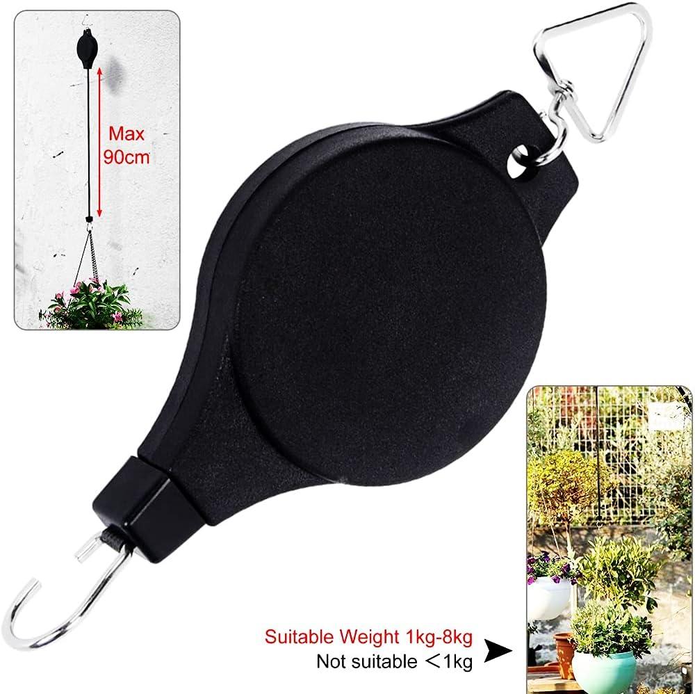 Ròng rọc giỏ treo, 2 chiếc Móc treo giỏ hoa có thể điều chỉnh, Móc treo kéo thực vật, Ròng rọc thực vật có thể điều chỉnh, Ròng rọc thực vật có thể thu vào, dành cho giỏ treo