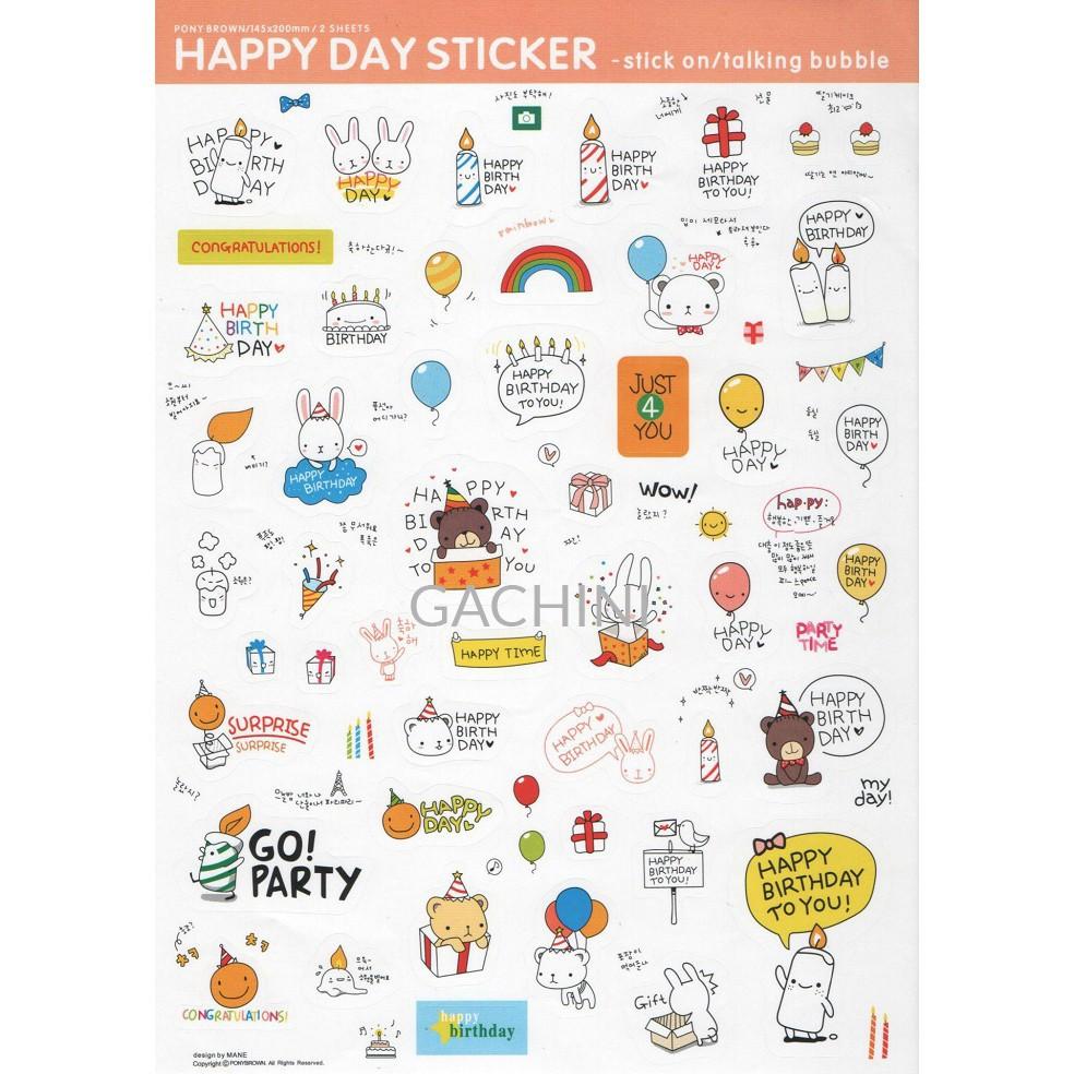 Bộ 80 Miếng Sticker Trang Trí Happy Birthday Scrapbook Cardmaking Hộp Quà Sổ Tay