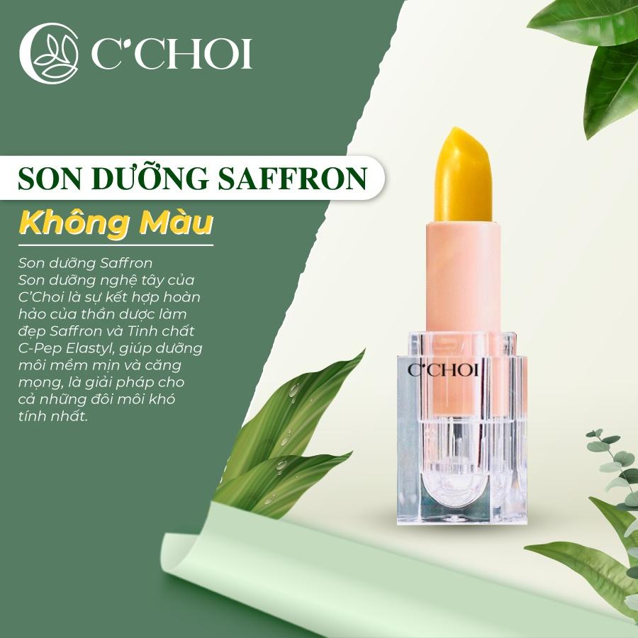 Son Dưỡng Môi Không Màu SAFFRON C'CHOI Nhuỵ Hoa Nghệ Tây Giúp Môi Giảm Thâm Căng Mọng Dạng Thỏi 4g