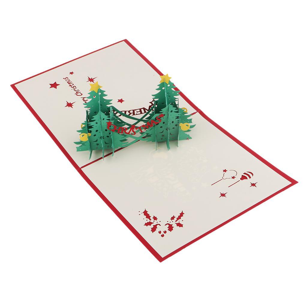 Christmas Tree Greeting Cards Paper 3D Handmade Holiday Happy Birthday Cards