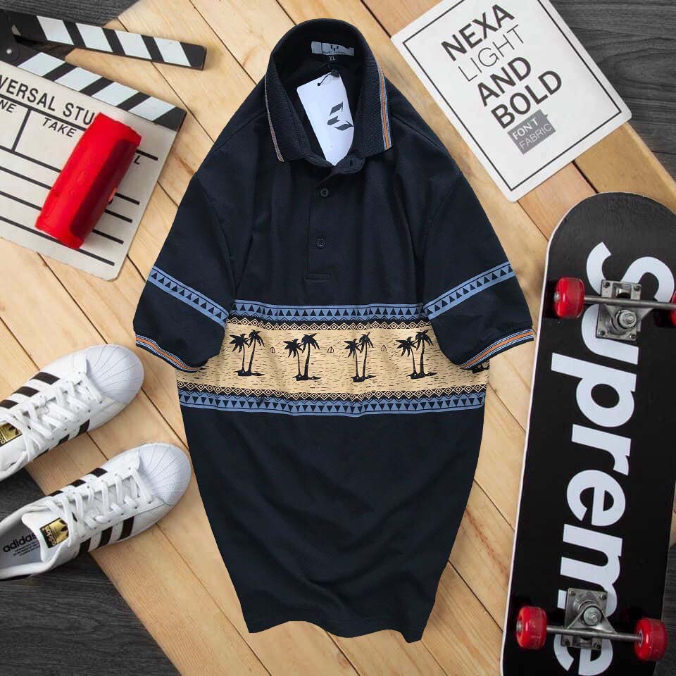 ÁO THUN THỜI TRANG NAM TAY NGẮN CÓ CỔ IN HÌNH HOẠT TIẾT CÂY DỪA ĐỘC ĐÁO - LZ FASHION - LZPS141