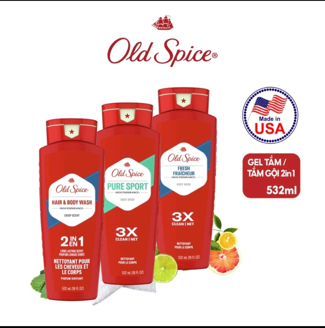 Sữa Tắm Gội Old Spice 2in1 Body Wash 2IN1 High Endurance 532ml