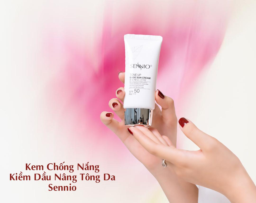 Kem chống nắng kiềm dầu dưỡng trắng da sennio