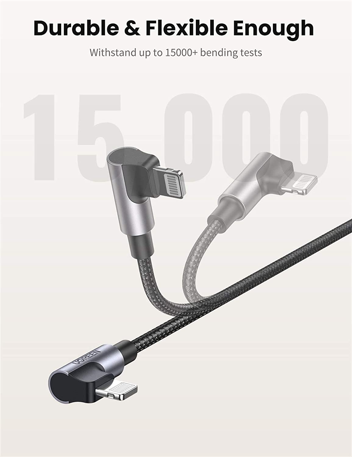 Dây cáp dữ liệu USB type C sang lightning UGREEN US305 - bẻ góc 90 độ - Hàng nhập khẩu chính hãng