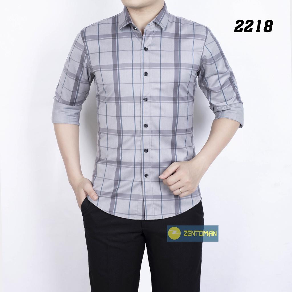 Áo sơ mi nam trung niên ZENTOMAN dài tay kẻ công sở mềm mịn thoáng mát form rộng 2218