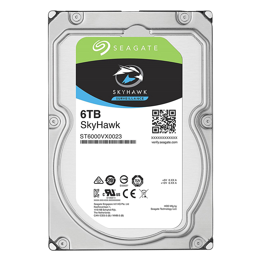 Ổ Cứng HDD Seagate Skyhawk  6TB 3.5 Sata 6Gb/s/64MB Cache/7200RPM - Hàng Chính Hãng