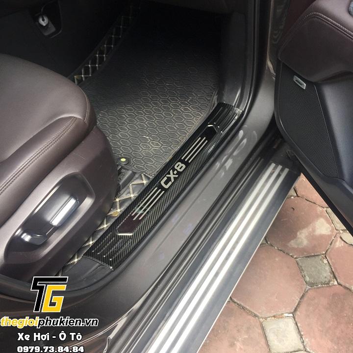 Bộ Ốp bậc cửa, Nẹp bước chân Mazda CX8, CX-8 vân Carbon