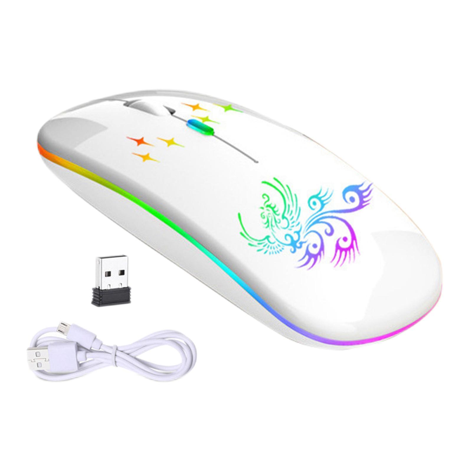 Wireless Mouse.0.2 2.4G Rechargeable for Laptop Notebook Desktop White