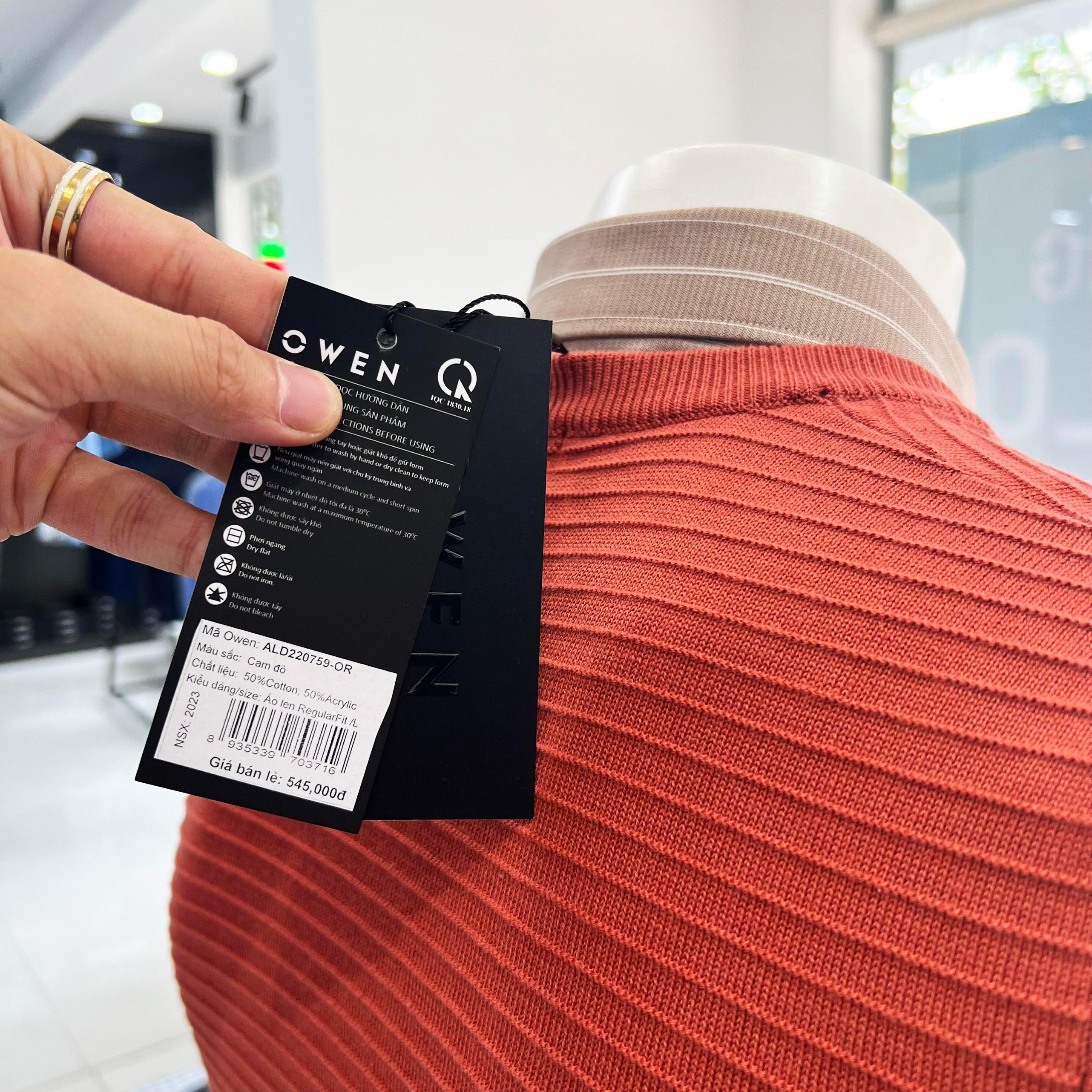 Áo len nam OWEN cổ tròn sợi cotton giữ ấm tốt, không xù mã ALD220759