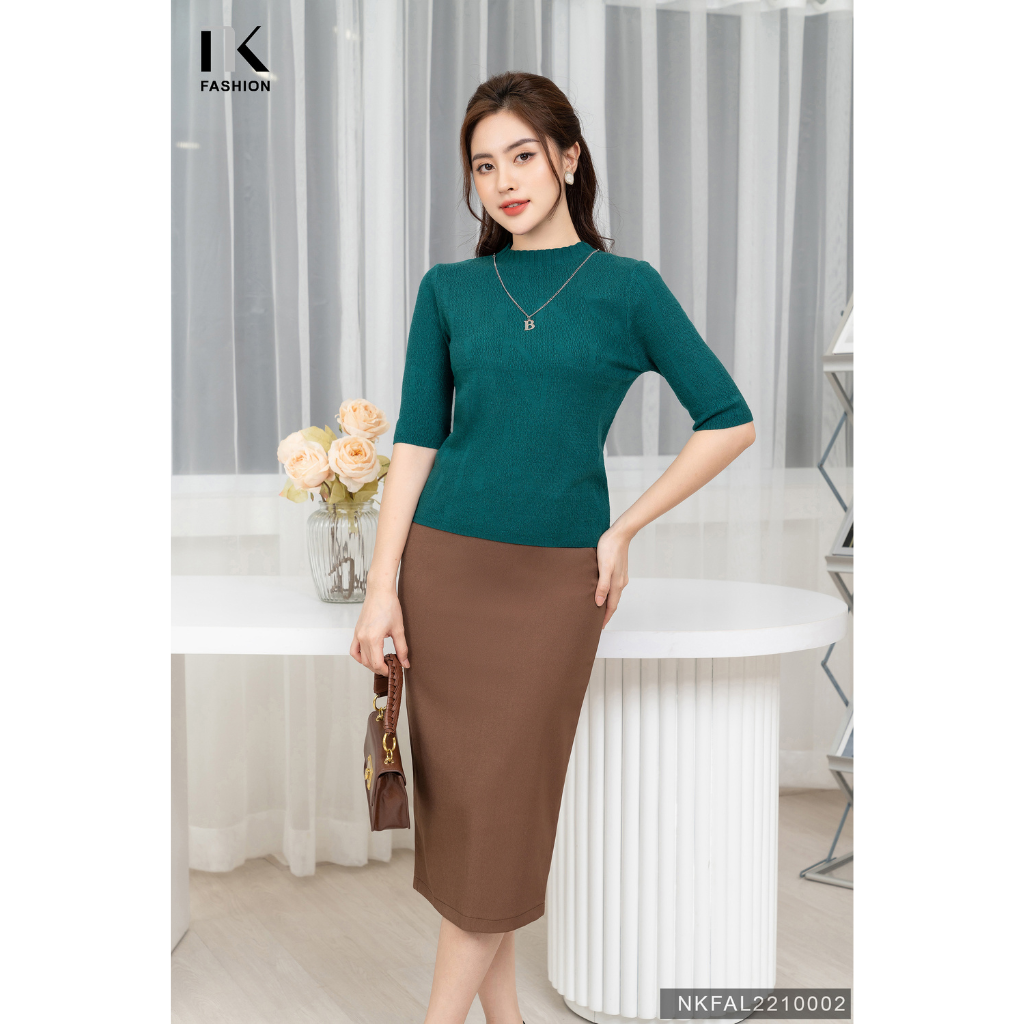 Áo Len Tay Lỡ Phụ Kiện Cổ S30 NK FASHION NKFAL2210002 Chất Len Co Giãn, Thoáng Mát