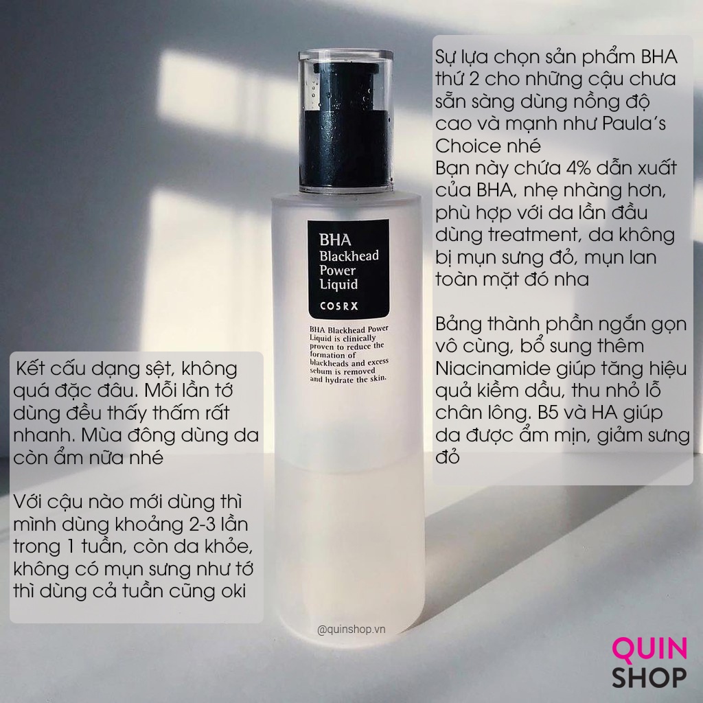 Dung Dịch Tẩy Tế Bào Chết Giảm Mụn, Dưỡng Sáng Da Cosrx BHA Blackhead Power Liquid 100ml