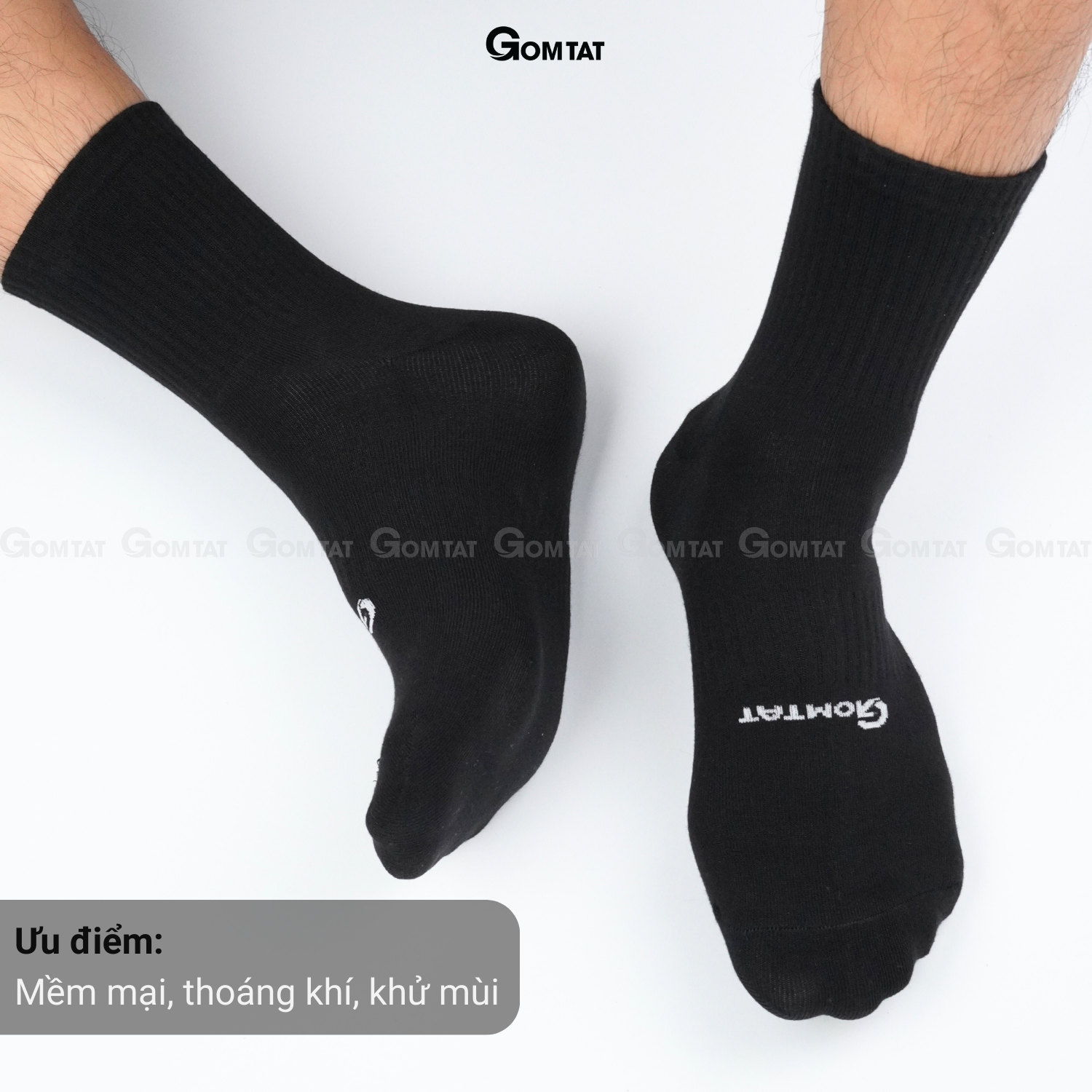 Hộp 4 Đôi Tất Sợi Tre Cổ Cao Cao Cấp, Vớ Cổ Cao Vải Sợi Tre Mềm Mịn Thoáng Mát - GOMTAT-SOITRE-CAO