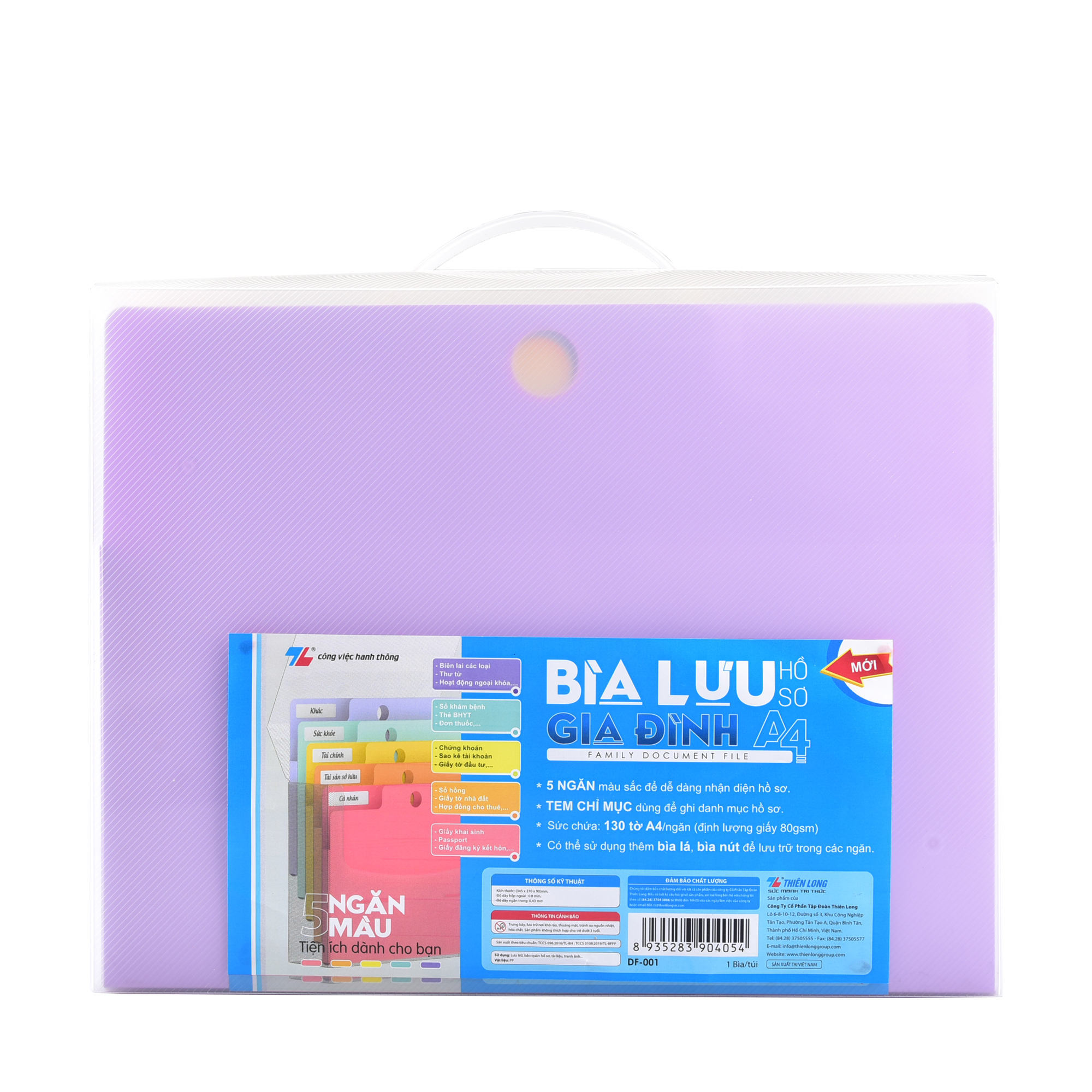 Bìa 5 ngăn hồ sơ gia đình lưu 130 tờ A4 Thiên Long DF-001