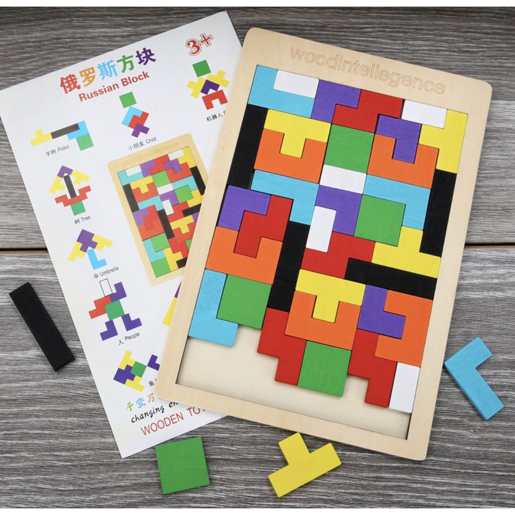 Đồ chơi gỗ xếp hình Tetris size đại đồ chơi gỗ thông minh cho bé