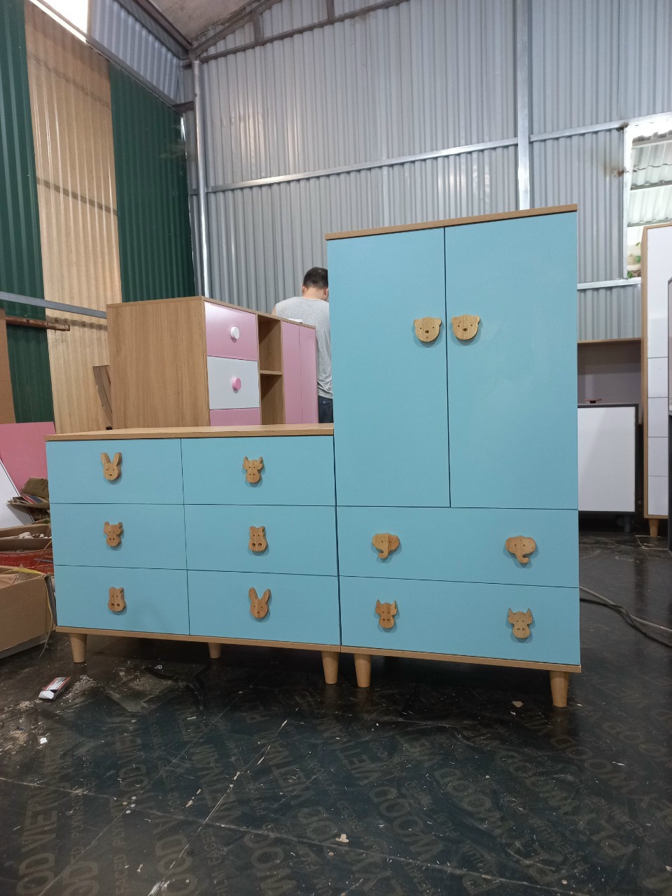 Tủ trẻ em, tủ đựng đồ cho bé gỗ MDF phủ melamine kích thước 60x120cm và 90x70cm
