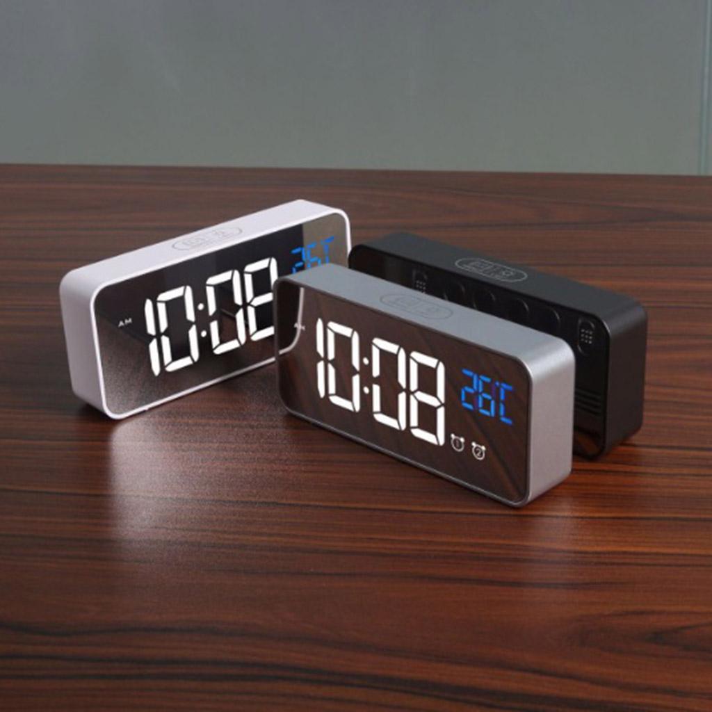 Silent Electronic Alarm Clock Mirror Surface Clock Desktop/Shelf Clock Silver
