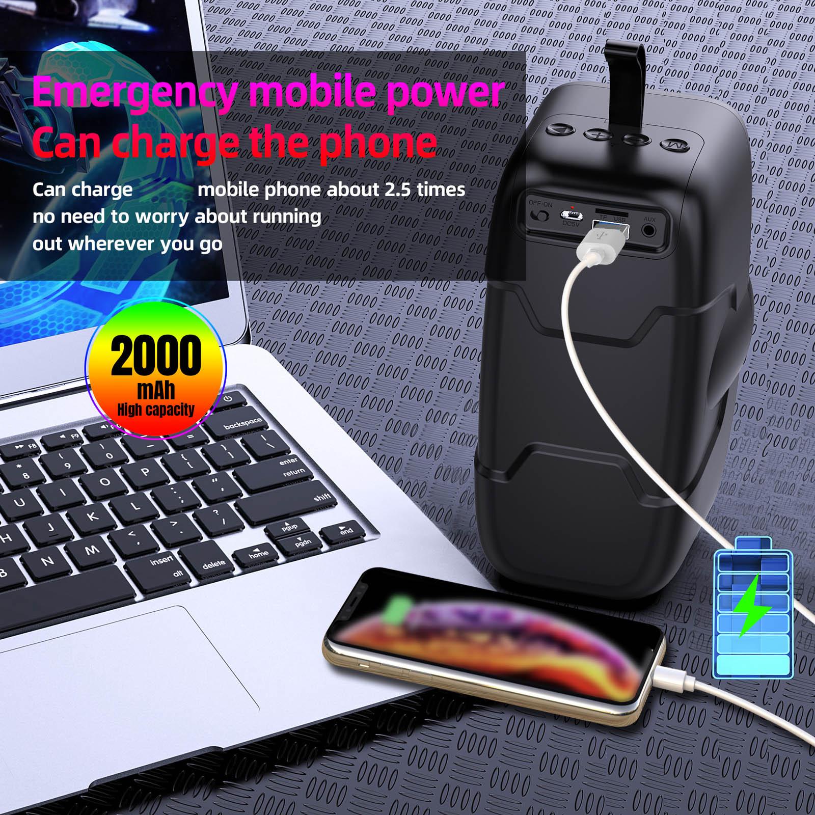 HXSJ Q8 Desktop Wireless Bluetooth 5.0 Speaker Portable Outdoor Sound Box TWS Connection TF Card U Disk AUX IN Music