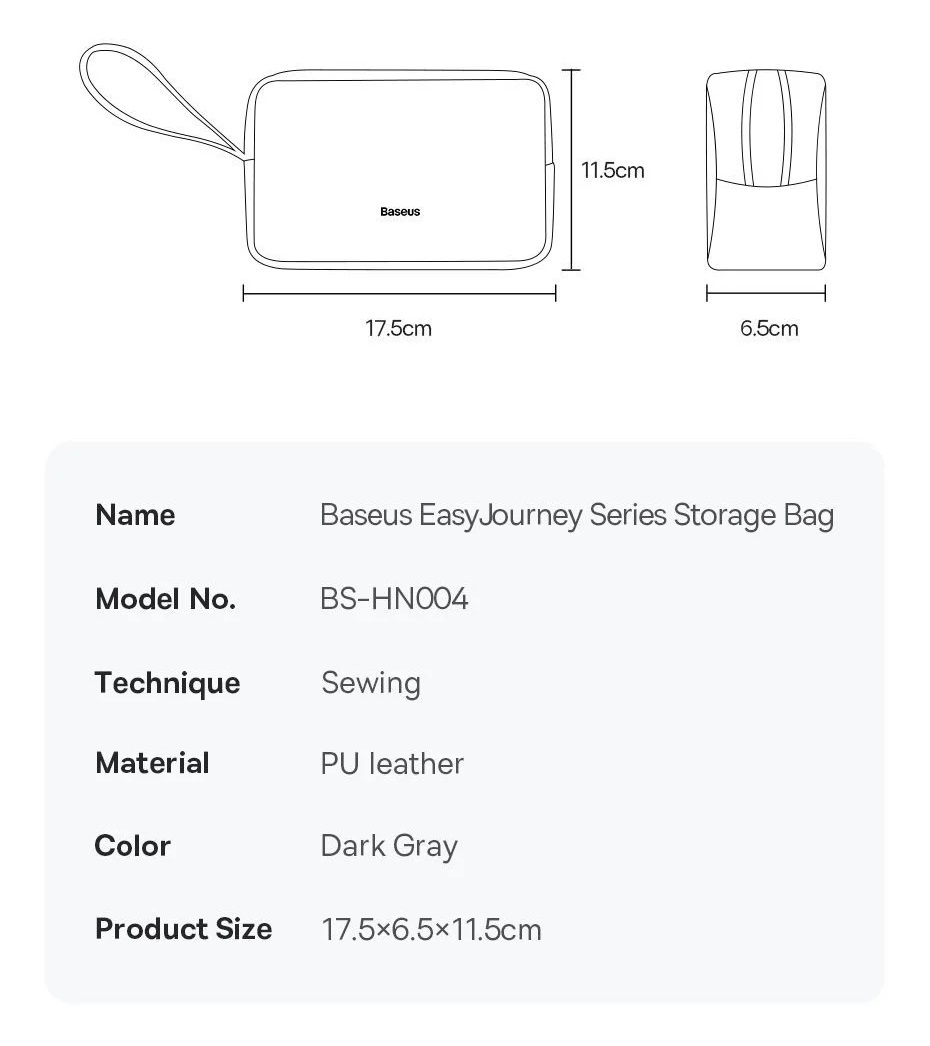 Túi đựng phụ kiện nhỏ gọn da nhân tạo chống thấm Baseus Easyjourney Storage Bag _ Hàng chính hãng