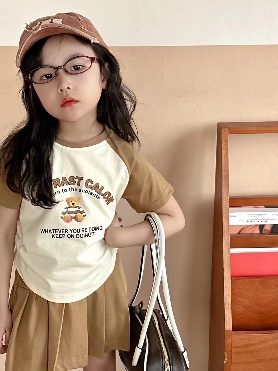 Set váy bé gái cộc tay 1-6 tuổi chữ CONTRAST thấm hút mồ hôi cao cấp kiểu dáng thời trang