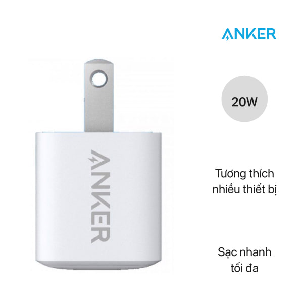 Cốc sạc nhanh Anker 20W Type-C Powerport III Nano A2633 - Hàng chính hãng