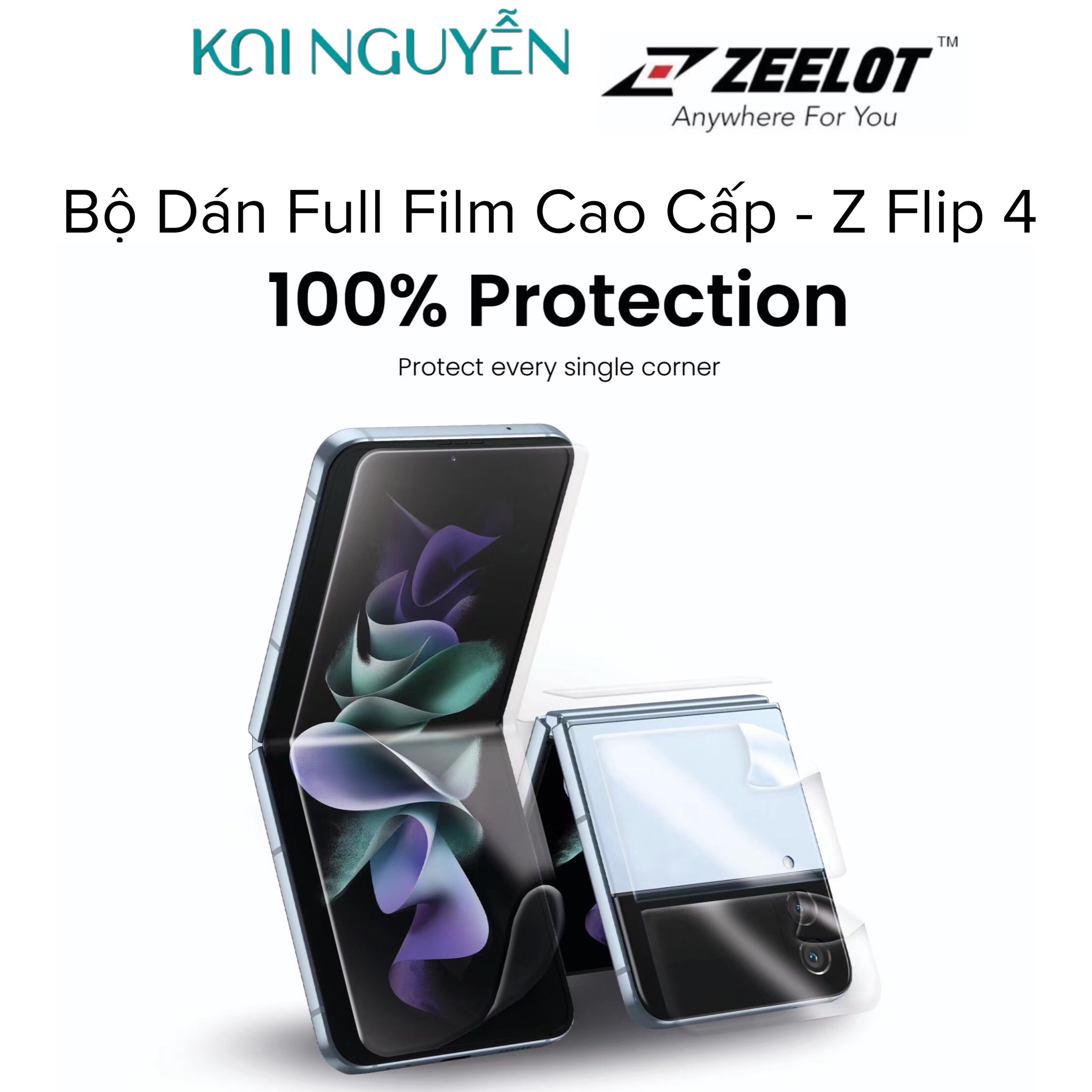 Bộ dán Zeelot 4 in 1 dành cho Samsung Galaxy Z FLIP 4 2022 - Hàng Chính Hãng