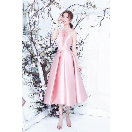 Đầm thiết kế cao cấp Đầm dáng xoè công chúa chất phi lụa cao cấp kiểu xoắn ngực