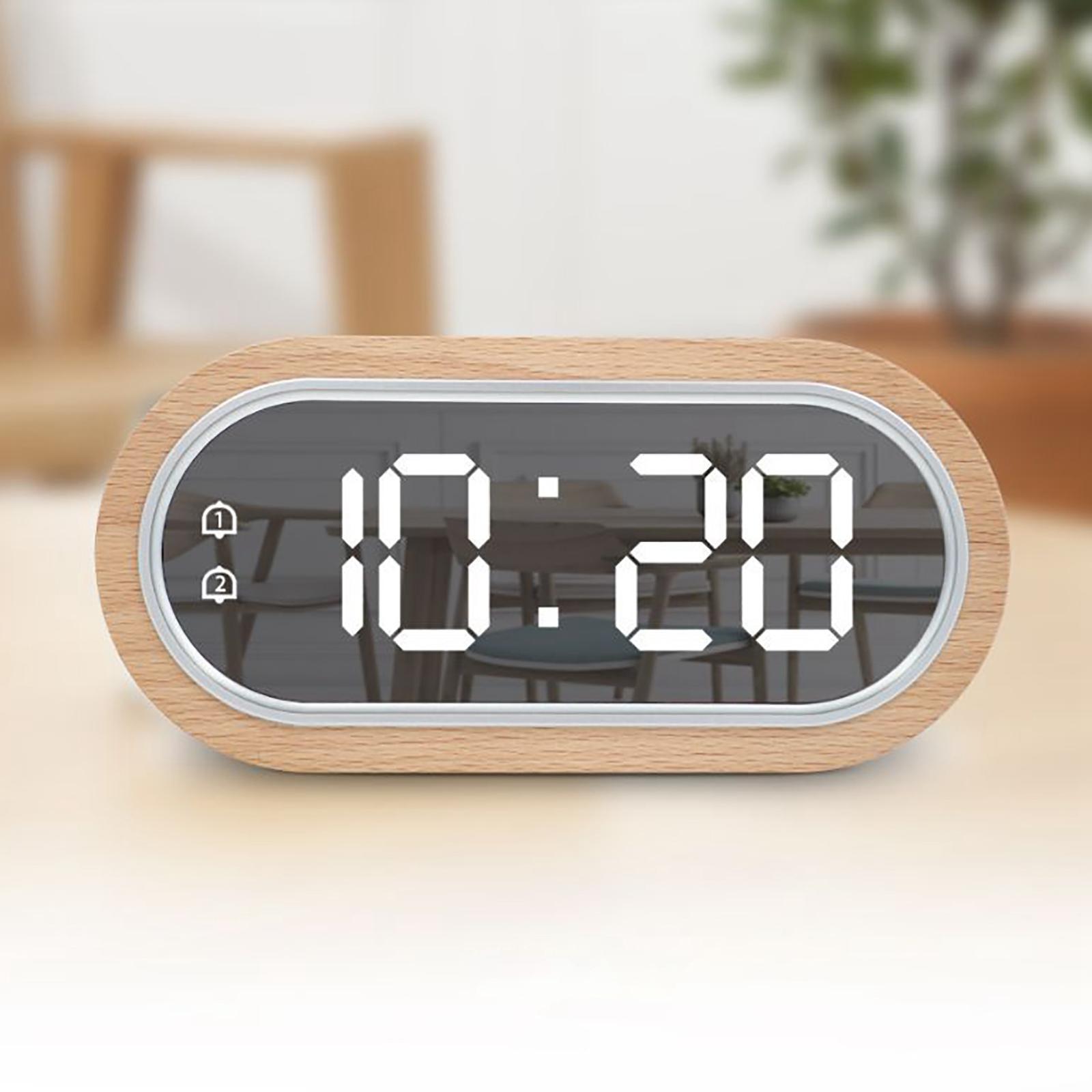 Dual Alarm Clock Temperature USB LED Display Dimmer for Bedroom Bedside Home