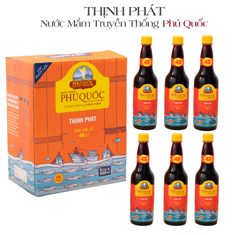 Combo 6 chai 1000ml nước mắm Thịnh Phát Phát Lộc 43 độ đạm