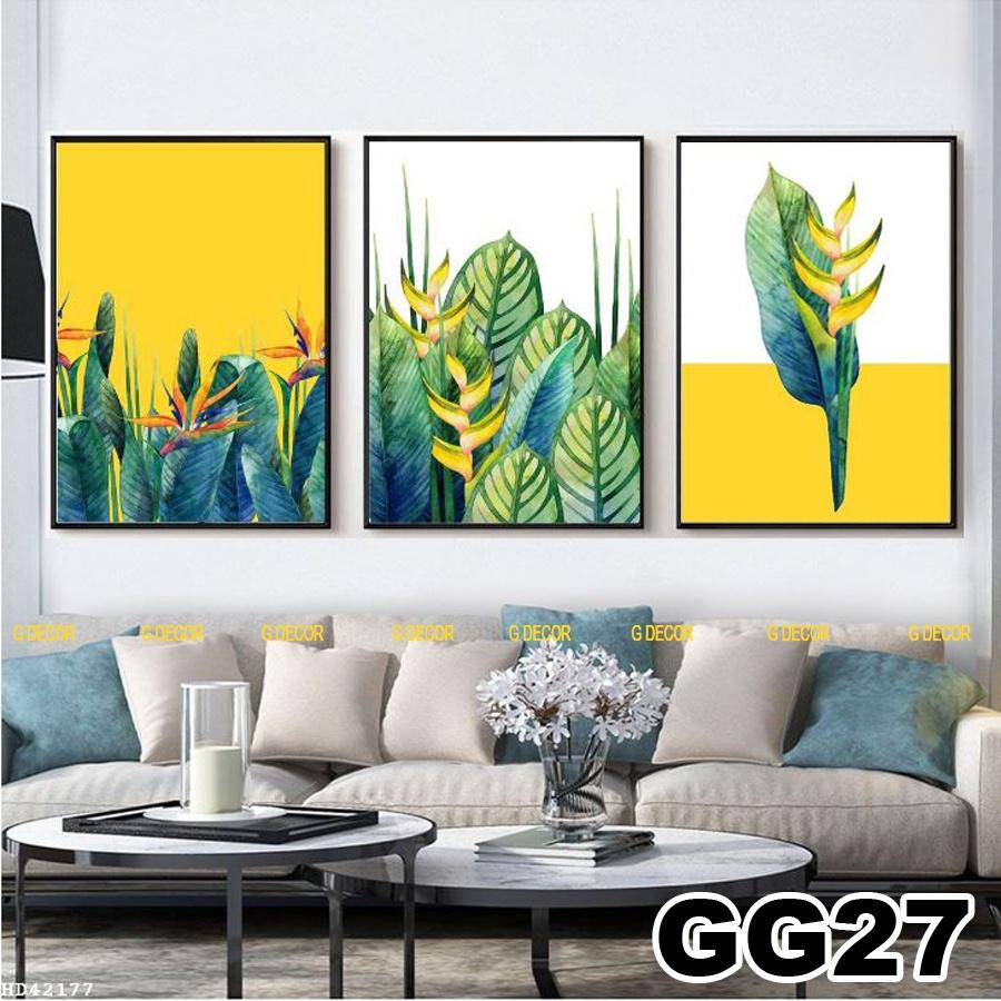 Tranh treo tường canvas 3 bức phong cách hiện đại Bắc Âu 204, tranh decor trang trí phòng khách, phòng ngủ, phòng ăn